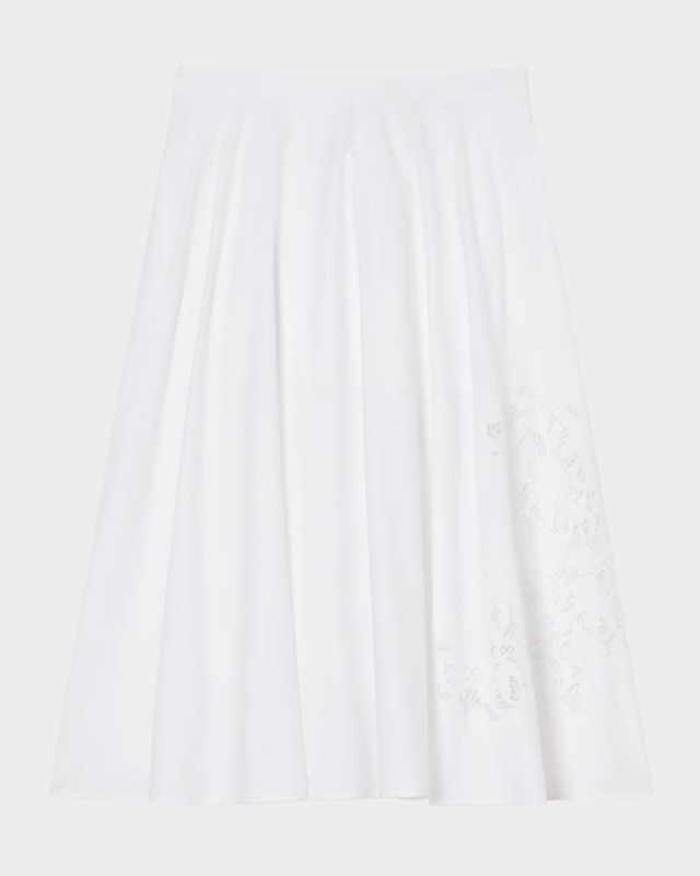 Plus Size Cremona Embroidered Poplin Midi Skirt